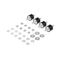 vibrationsdæmpere - 1 sæt, 4 stk, 80 kg per styk, 30x30x20 mm, M8, Rustfri