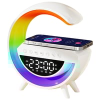 G-formet RGBIC lampe, trdls oplader, 24x23cm, hvid, Bluetooth, 5V USB