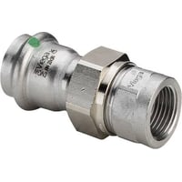 G1 Sanpress Inox, 28 mm x 1" union med overgang og flad pakning, presmuffe/muffe (Rp) - Viega