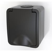 Stikdåse enkelt schuko 16A IP54 sort