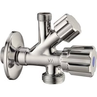 FIX-PRO Dobbelt stopventil 1/2x3/8x3/4 med lige aftapventil til vaskemaskine