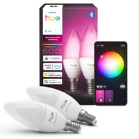 Philips Hue E14 LED-pære, kerte, B39, Color & White Ambiance, Bluetooth + Zigbee (2-pak)