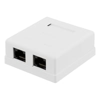 DELTACO unshielded network socket, Surface UTP 2xRJ45, Cat6, hvid