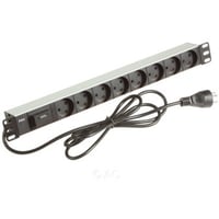 Strmpanel 19" med 8 almindelige danske udtag med jord samt transientbeskyttelse