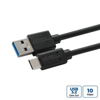 USB C-A 3.2 Gen 2 kabel, 1 meter, 10 Gbit/s, sort