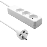 Dansk strømskinne, med 3 udtag, hvid, 3 meter ledning