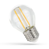 E27 1W LED kronepære - G45, Kultråd, klart glas - Dæmpbar : Ikke dæmpbar, Kulør : Varm