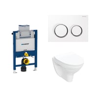 Geberit Duofix Omega 82 cm toiletpakke inkl. If Spira Classic vghngt toilet + toiletsde, Omega20 round: Hvid (krom detaljer) trykknap