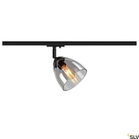 SLV Para Cone Glass LED 1-faset skinnespot med r?gfarvet glas, 1-faset, GU10, sort (ekskl. lyskilde)