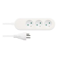Nordic Quality Power 3-vejs stikdse med jord, 1,5 meter ledning, hvid