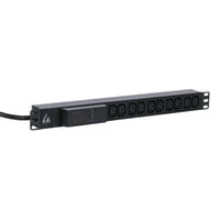 Lanview 19" 1U PDU 16A 10x C13 med amperemler 3 m kabel