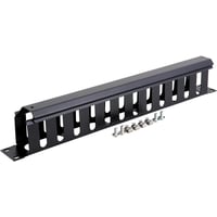 19" kabelgennemfringspanel, med dkplade, 1U, sort