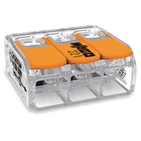 WAGO Serie 221 – Skruels samlemuffe med 3 stk huller for 0,5 til 6 mm ledning, transparent