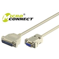 seriel kabel DB9-DB25, 3 meter, F/M, seriel printerforbindelse, pinning: 1-4, 2-2, 3-3, 4-5, 4-6, 5-7, 6-20, 8-20, skrmet type, monteret