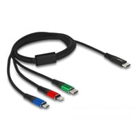 USB-ladekabel, 3-i-1, Type-A til Lightning, Micro-USB, USB-C, 1 meter
