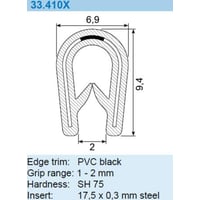 Kantbnd sort, for 1-2 mm - 50 meter