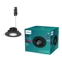 Philips Cilantro indbygningsspot, StepDim, 2700K, 500lm, sort (mat) - 3 pak