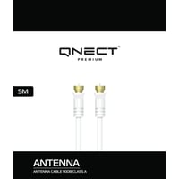 Antennekabel Class A, male til male, F-connector, 5 meter, hvid - QNECT