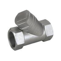 Fristrms rustfri kontraventil, muffe/muffe PTFE, Gevind "