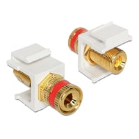 DeLOCK Keystone module, binding post (red) - thread nut, white