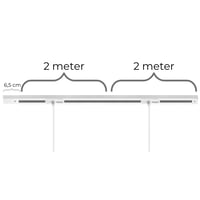 Billede af Square lampeskinne til loft til nedhngte lamper (pendler), til 4 lamper, endetilslutning, hvid, 4 meter