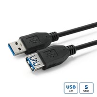 USB forlngerledning, USB A han-hun, 2 meter, USB 3.2 Gen 1, sort, USB3.0AAF2B