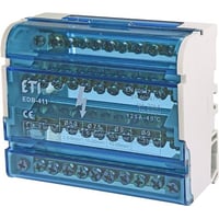 Distributionsblok 4polet 125A 4x(7x1,5 - 6mm2 + 2x6 - 16mm2 + 2x10 - 16mm2) TH35 eller plade montering
