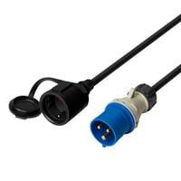 Earthed adapter cable, 1-phase CEE>Schuko IP44 230V 16A 1m