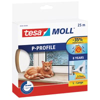Tesa tesamoll tætningsliste P-profil, 25 meter, 9 mm, 5.5 mm, hvid