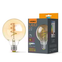 E27 4W LED pre, G95, spiral filament, amber glas, flicker free, dmpbar, 2200K