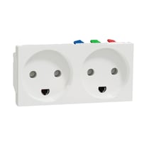 Dobbelt stikkontakt (45x90), hvid - Schneider Electric