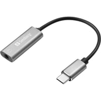 Sandberg USB-C audio adapter, USB til 3,5 mm, slv/hvid