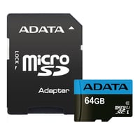 Billede af ADATA 64GB MicroSDXC kort med SD Adapter, UHS-I, Class 10, A1, blå