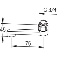 Oras D-tud, 75 mm, 3/4″ omlber, krom