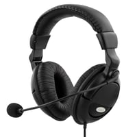 DELTACO headset med mikrofon, volumenkontrol p kablet, 2x3,5mm, 2m k