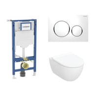 Geberit Duofix 112 cm toiletpakke inkl. Geberit Acanto vghngt toilet + toiletsde, Geberit Sigma20 round, hvid/krom
