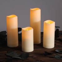 4-pak LED udendrs bloklys, 5,5cm, hjde 10/13/15/17cm, inkl. fjernbetjening