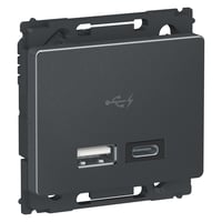 OPUS 66, USB-A+C dobbelt lader, 1 modul, koksgr - Lauritz Knudsen billede