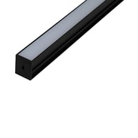 Pbygningsprofil, 2 meter, 10x10 mm (indv. 6mm), aluminium, IP20, sort