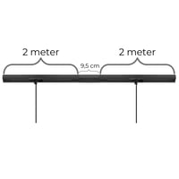 Square lampeskinne til loft til nedhngte lamper (pendler), til 2 lamper, midtertilslutning, sort, 4 meter