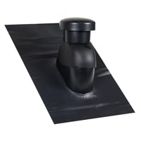 Universal ventilationshætte 160 med påmonteret Sabetoflex inddækning, Ø160 mm til taghældning 5-45°, sort med kondensisoleret rør.