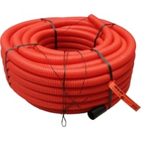 Hegler 'Hekaplast-R' - Rdt korrugeret kabelrr i rulle med trktrd og glat inderside, 90 mm udv. / 76 mm indv. diameter - 50 meter