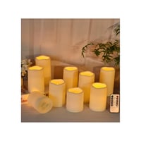 9-pak LED Udendrs bloklys med fjernbetjening, batteri og timerfunktion, 5,5cm, hjde: 13/15/17,5cm, trdls og vandtt – LEDlife