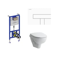 Laufen LIS INEO toiletpakke, komplet inkl. hj cisterne (112 cm), toiletskl, toiletsde og hvid trykknap