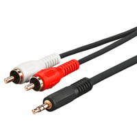 audio adapter kabel, 1,5 meter, 3,5 mm han (3-pin, stereo) til 2 x RCA han (audio venstre/hjre)
