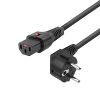 Strmkabel, Schuko CEE 7/7 han (vinklet), C13 IEC Lock, sort, 2 meter, EL182S - MicroConnect