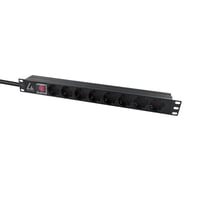 Lanview 19" 1U PDU 16A 8x Schuko-stik C14-stik
