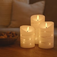 Led Bloklys Med Lyskde Flammeeffekt 5cm 15cm Fjernbetjening Timer Gte Stearin