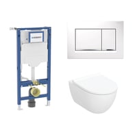 Geberit Duofix 112 cm toiletpakke inkl. Geberit Acanto vghngt toilet + toiletsde, Geberit Sigma20 square, hvid/krom