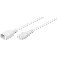 Strmkabel, C13 til C14, 0,5 meter, hvidt forlngerkabel, 10A/250V, H05VV-F 3x0,75 mm CU, hun-han - MicroConnect